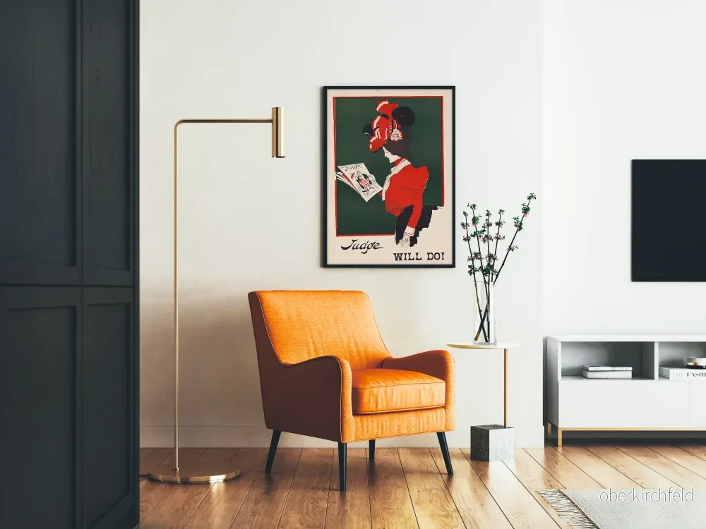 Vintageposter Judge Will Do i rött och grönt för väggdekoration - Bild 2