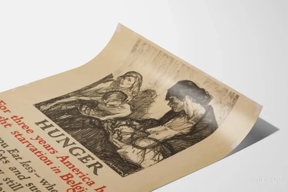 Vintageposter mot svält i Belgien av den amerikanska livsmedelsmyndigheten - Bild 3