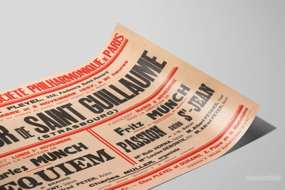 Gammal konsertposter av Saint Guillaume-kören i Strasbourg 1937 - Bild 2