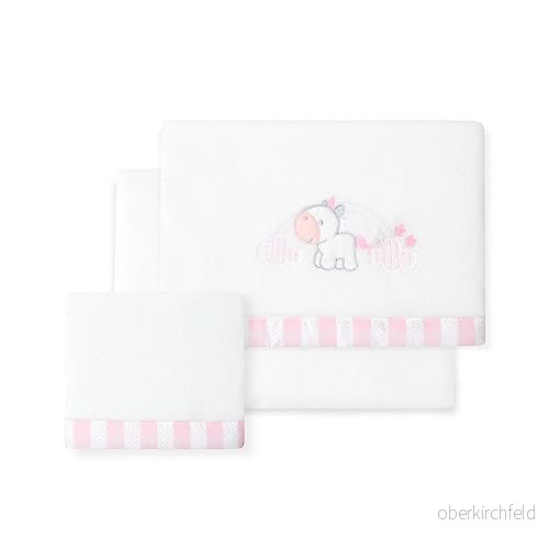 CorALINA Unicorn Cloud Minicuna Lakeset Set i vitt och rosa · Vinterlakan för spädbarn 8435690619171