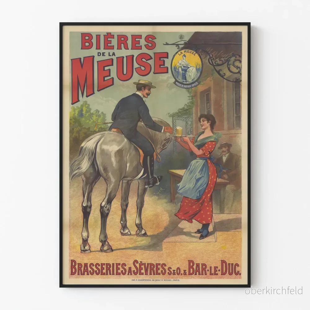 Vintageposter för öl från Meuse - Sèvres och Bar-le-Duc bryggerier