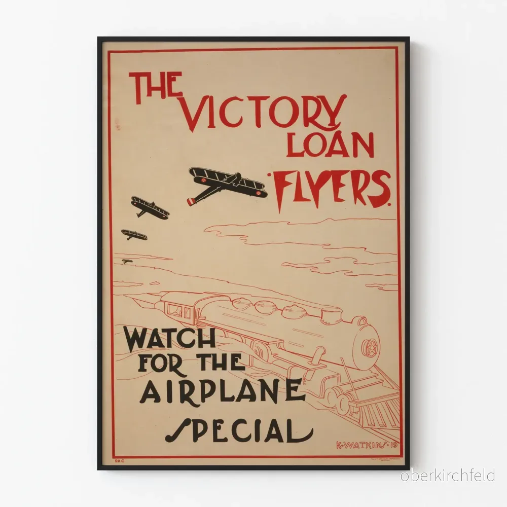 Vintageposter The Victory Loan Flyers - Väggdekoration Flygplan och Tåg