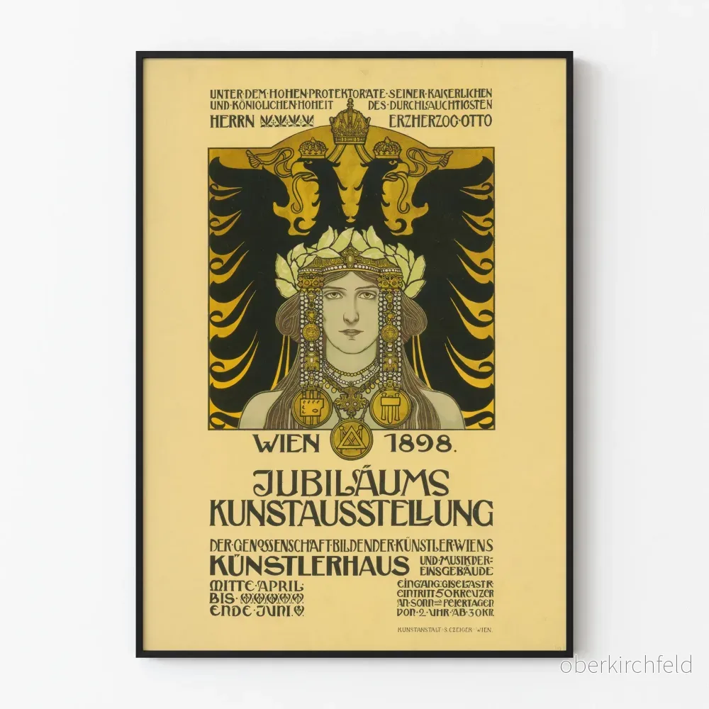 Vintage affisch konstutställning Wien 1898 väggdekoration