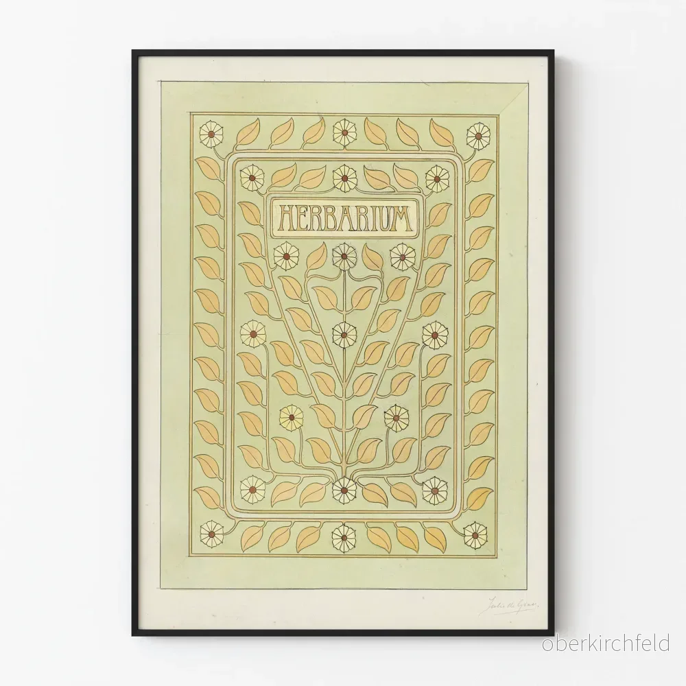 Herbariumposter med stiliserat blomstermotiv för väggdekoration