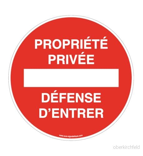 AUA SIGNALETIQUE Privat egendomspanel Cirkulär införsvar Ø 230 mm, vinyl självhäftande 3666180268288
