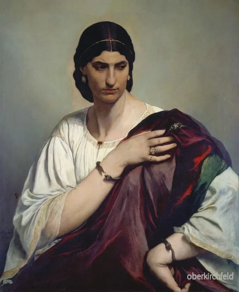 Målning Lucrèce Borgia Porträtt av en romersk kvinna i vit tunika och röd klänning - Anselm Feuerbach | Konsttryck - Bild 2