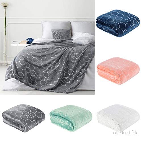 Eurofirany filt vanesa med silverfärgat honungsvabe mönster kuddfodral mysig soffilt, polyester, kräm, 170 x 200 cm 5900811909446