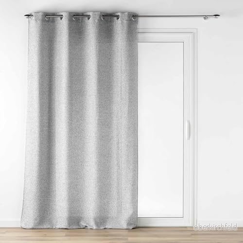 douceur d'intérieur, Slöja med öljetter (140 x 240 cm) Loulaine grå, ulleffekt 3574386276542