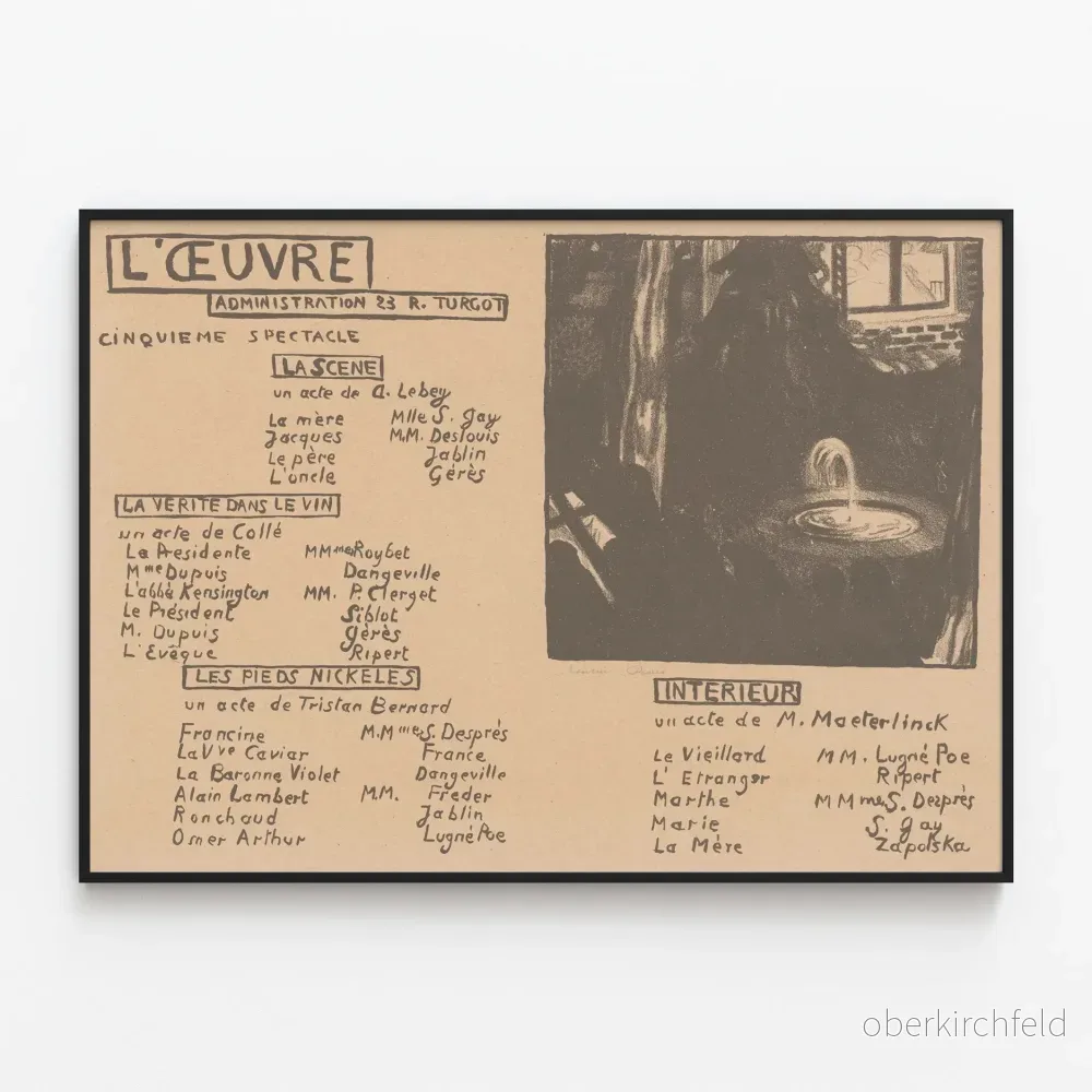 Vintageposter L'Œuvre för väggdekoration teater och fontän