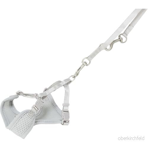 Trixie Junior puppy soft harness with leash 26 34 cm/10 mm 2.00 m light grey 4011905155609