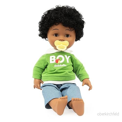 Cicciobello Mina vänner, interaktiv docka höjd 42 cm, barnspel 2 år, klassisk med napp, detaljerad klänning och borstat hår, Afro 8056379160915