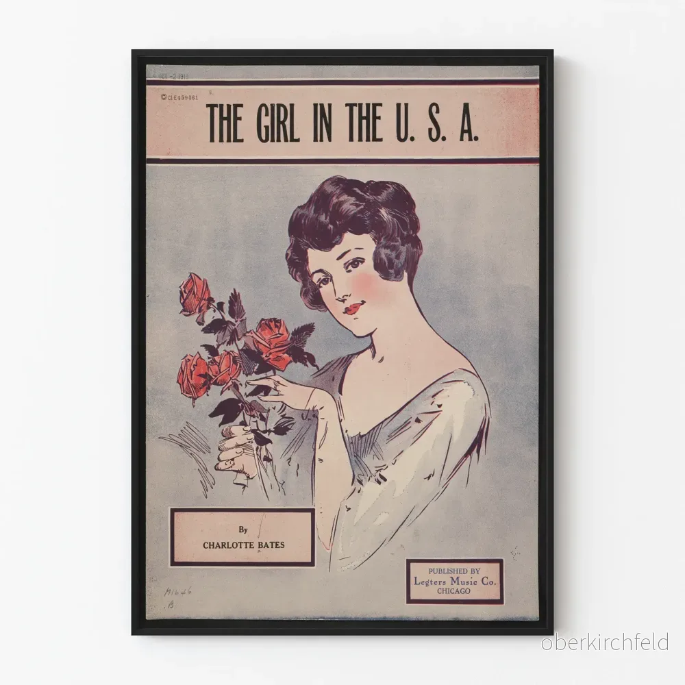 Vintageposter "The Girl in the U.S.A." illustration av Charlotte Bates