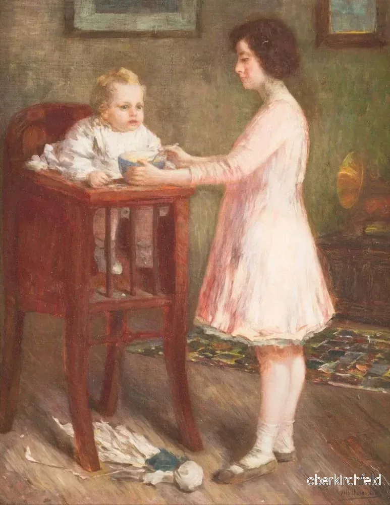 Målning Nourrir le bébé - Albert Dumoulin | Konsttryck - Bild 2