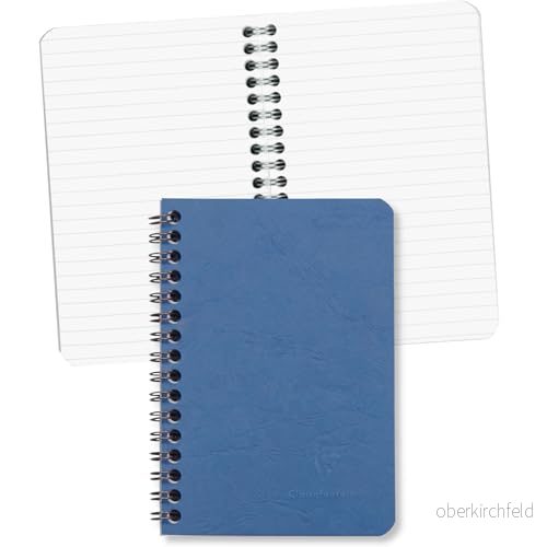 Clairefontaine 785964C spiralbok åldersväska linjerad, 9,5 x 14 cm, 50 ark, blå, 1 st 3329687859648
