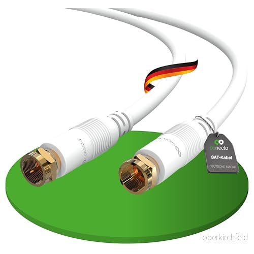 conecto antennkabel SAT kabel koaxialkabel satellitkabel TV 0,50 m dubbel skärmad F kontakt, för HDTV, mottagare, satellit, Internet, DAB, radio, vit 4250684929364