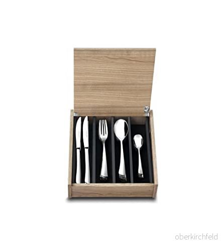 Albert de Thiers Elegant hushåll, 48 bestick 12 bordsknivar + gafflar soppskedar teskedar blad och handtag i rostfritt stål trälåda 3042368199986