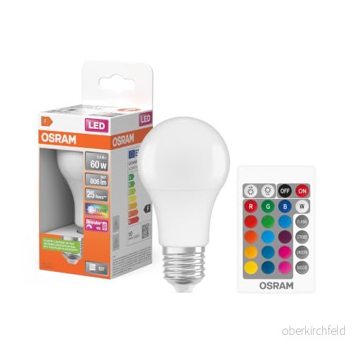 Osram LED-glödlampa STAR+ RGBW Fjärrstyrd Standard 9W/827 (60W) Frostad Dimbar E27 4058075430754 Osram LED-glödlampa STAR+ RGBW Fjärrstyrd Standard 9W/827 (60W) Frostad Dimbar E27 4058075430754