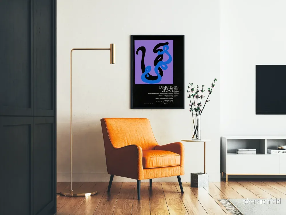Vintageposter för väggdekoration Diabetes Update - Abstrakt grafisk design i blått och svart - Bild 2