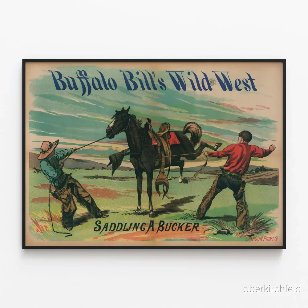 Vintageposter av Buffalo Bill's Wild West - Sadlar en Bucker