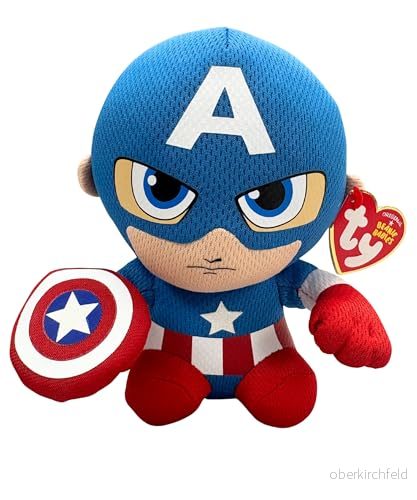 TY Marvel Avengers Captain America Regular, licensierad squishy mössa baby mjuka plyschleksaker, samlarobjekt gosig fylld teddy 8421411894
