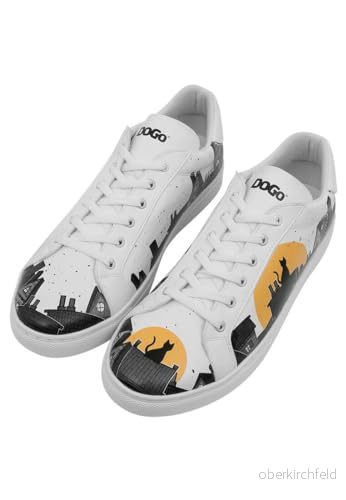 DOGO Herr veganläder vita sneakers nattälskare mönster, Material: Polyester, 43 EU 8680544246120