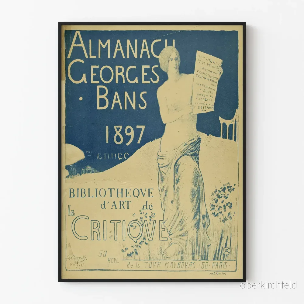 Gammal poster Almanach Georges Bans 1897 stil dekorativ konst