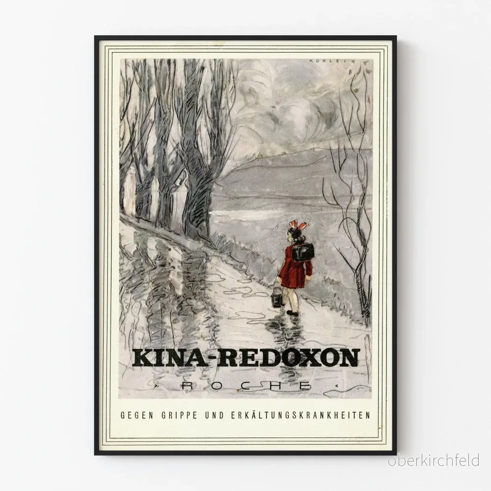 Vintageposter Kina-Redoxon Roche retro väggdekoration