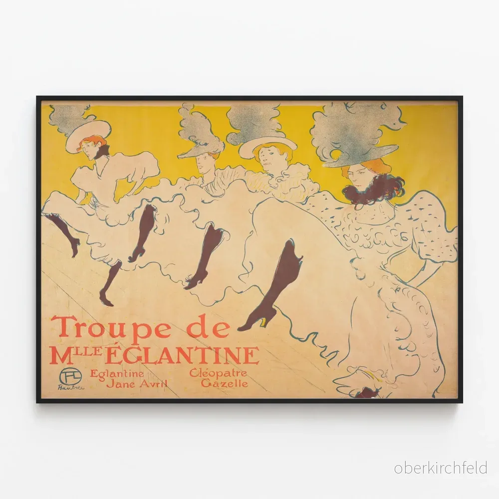 Vintageposter av Mademoiselle Églantines cancan-danserska troupe