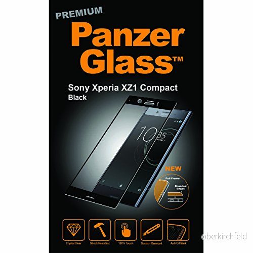 Original premium pansarglas, anti-repor, anti-olja, anti-bubblor, för Sony Xperia XZ1 Compact, svart 5711724076114
