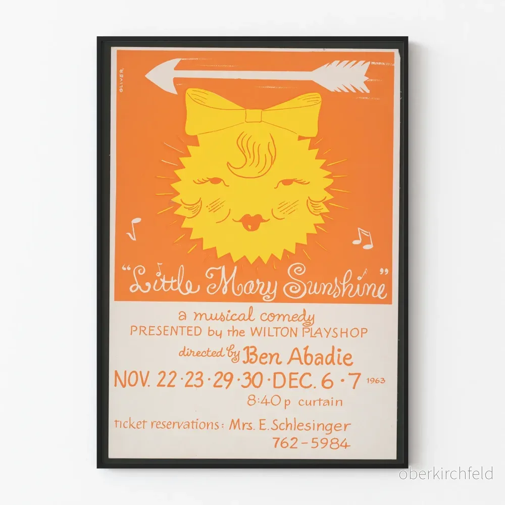 Vintageaffisch för musikalföreställningen Little Mary Sunshine
