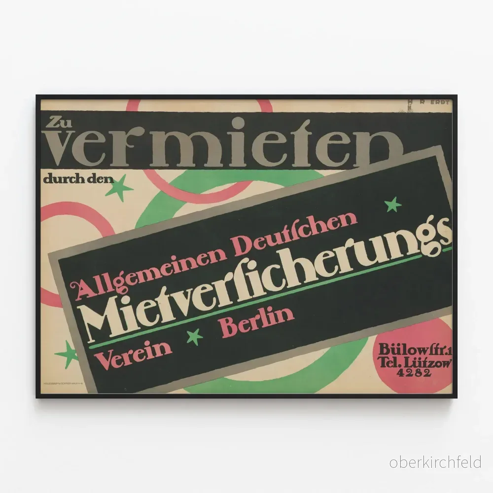 Vintageaffisch Mietversicherung Berlin - Typografisk väggdekoration