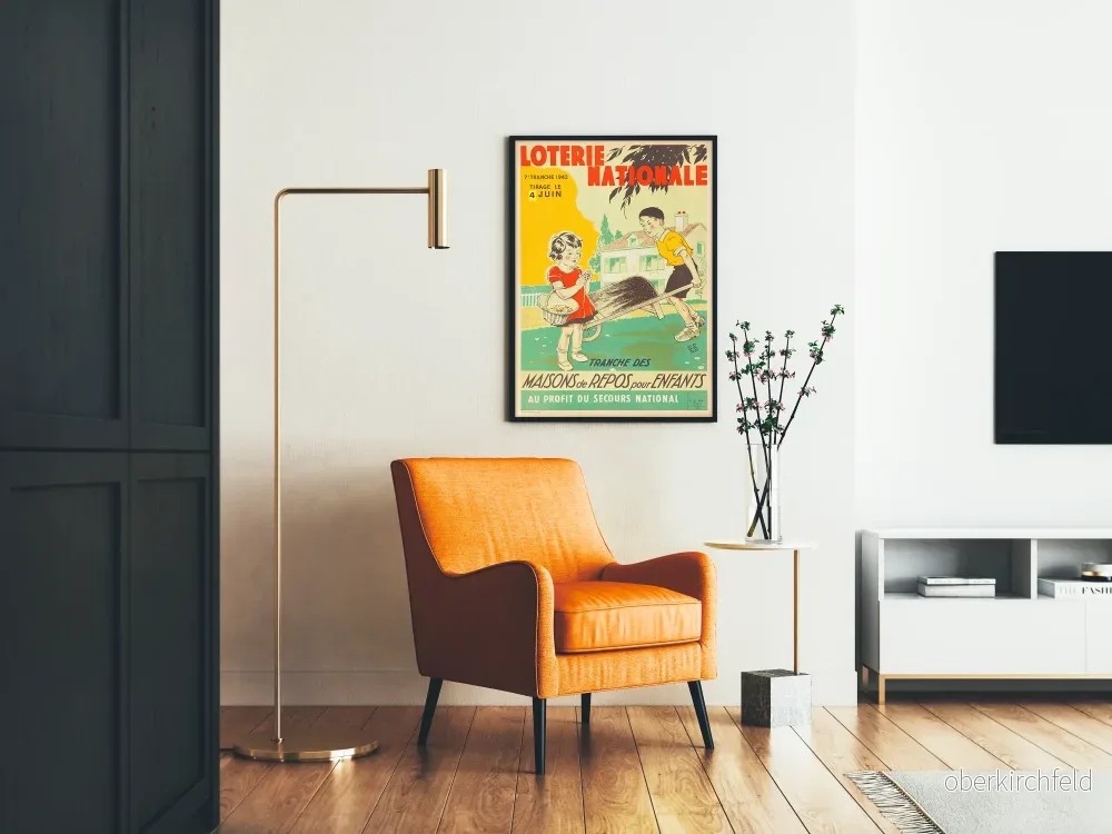 Vintageposter från Nationallotteriet 1942 – Barnhem - Bild 2