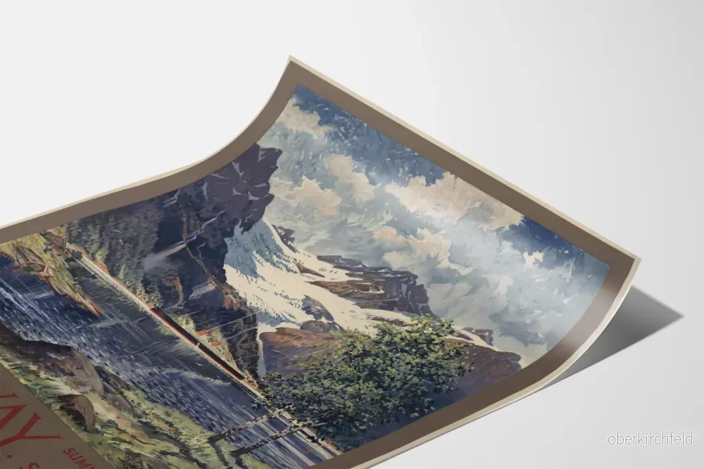 Vintageposter av landskapet Norge sommar fjäll och fjord - Bild 3