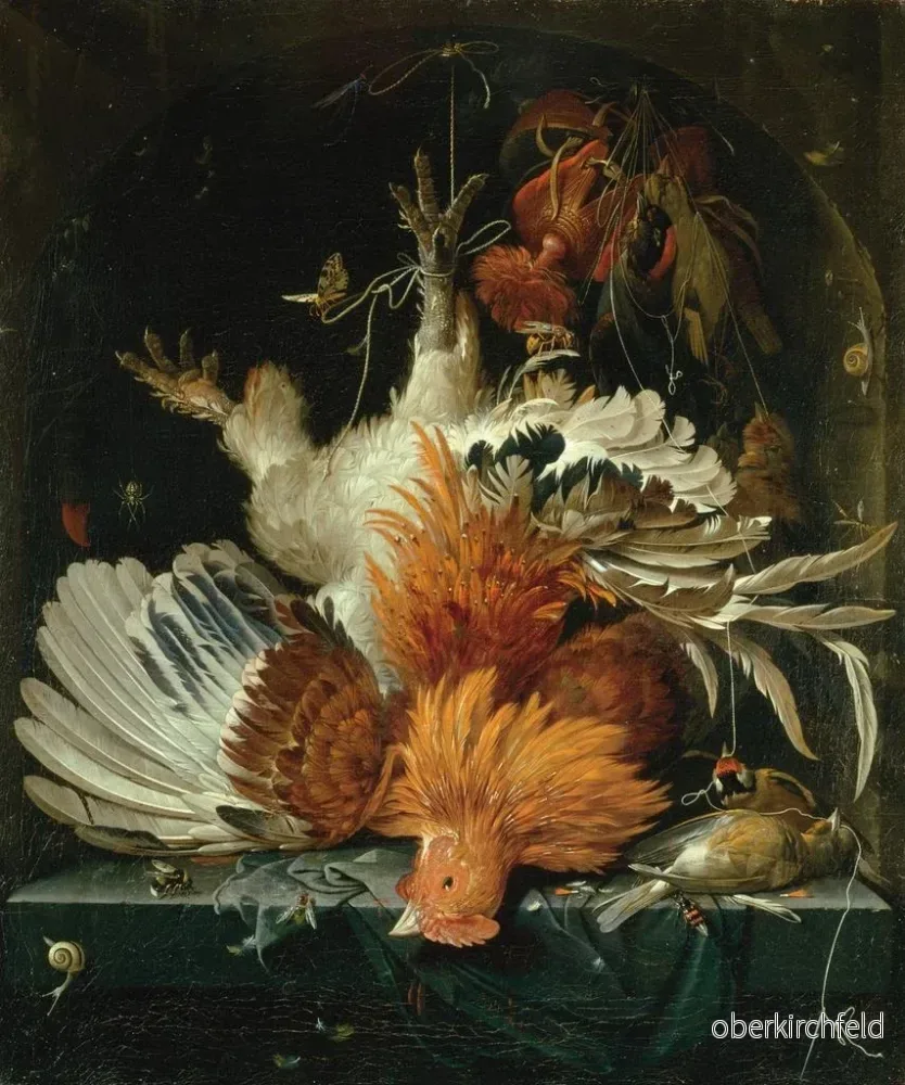 Målning Naturtavla med död fågel - Abraham Mignon - Bild 2