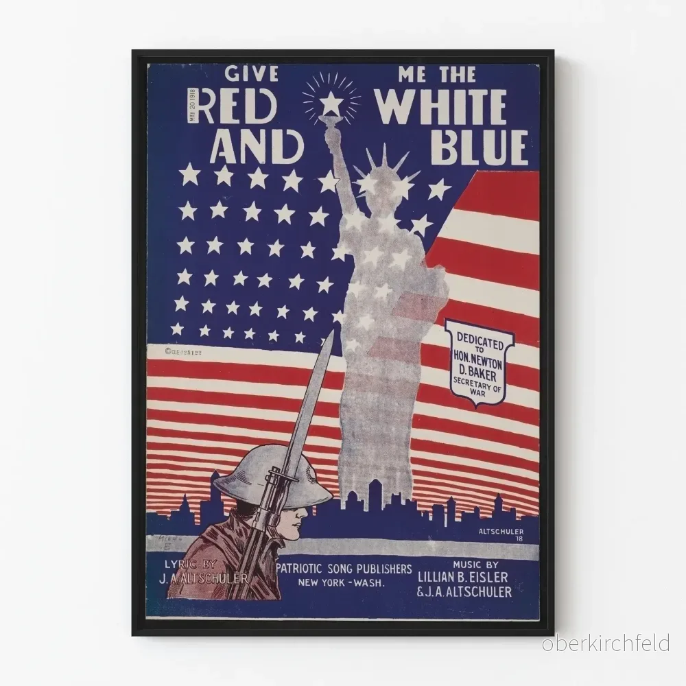 Amerikansk patriotisk vintageposter i rött, vitt och blått Amerikansk patriotisk vintageposter i rött, vitt och blått