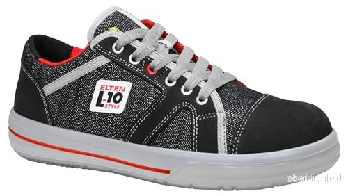ELTEN Säkerhetsskor SENSATION Low ESD S2, herr, läder/textil, stålhätta, lätt, sportig, svart, storlek: 46 4030839220894