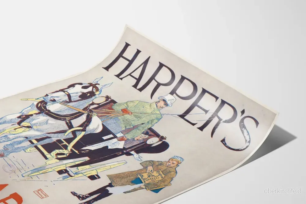 Vintageposter Harper's november - Illustration av häst och droska - Bild 3