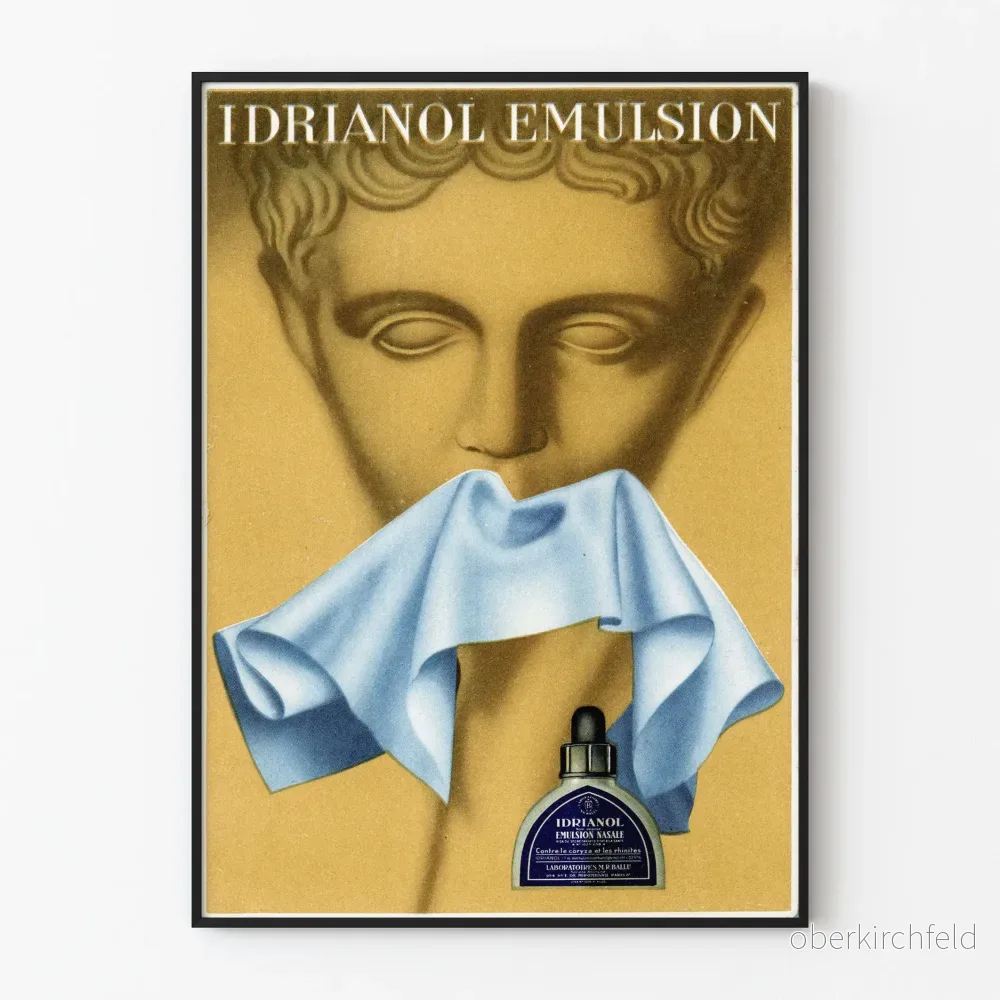 Vintage affisch väggdekoration Idrianol Emulsion