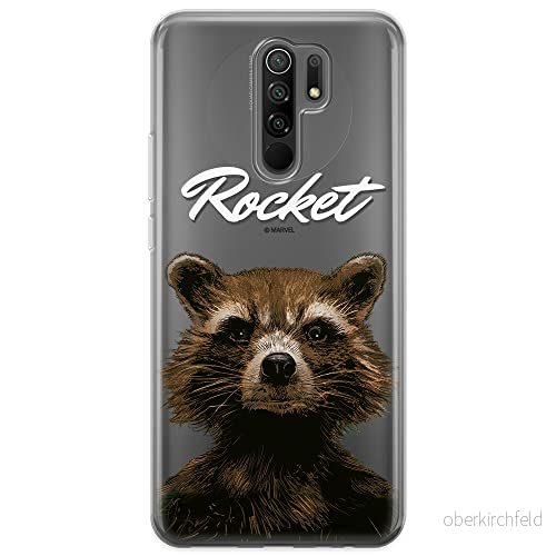 ERT GROUP mobiltelefonfodral för Xiaomi REDMI 9 originalt och officiellt licensierat Marvel mönster Rocket 006 optimalt anpassad till formen på mobiltelefonen, gedeeltelijk transparant 5903040288603