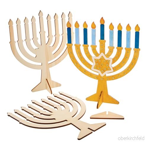 Baker Ross FX937 Menorah dekorationer i trä 3 pack, konsthantverk för barn och religiös undervisning 5063067008872