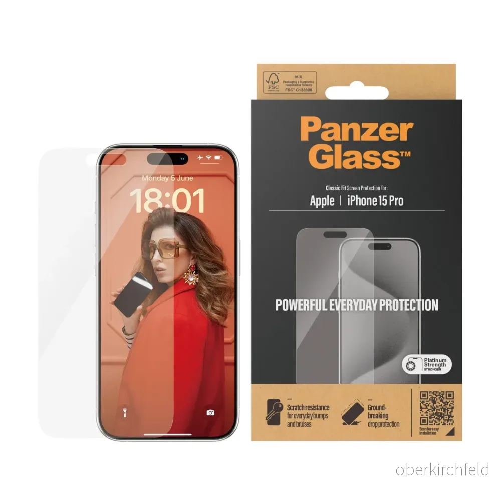 PanzerGlass Skärmskydd iPhone 15 Pro Classic Fit PANZER2806 5711724028069
