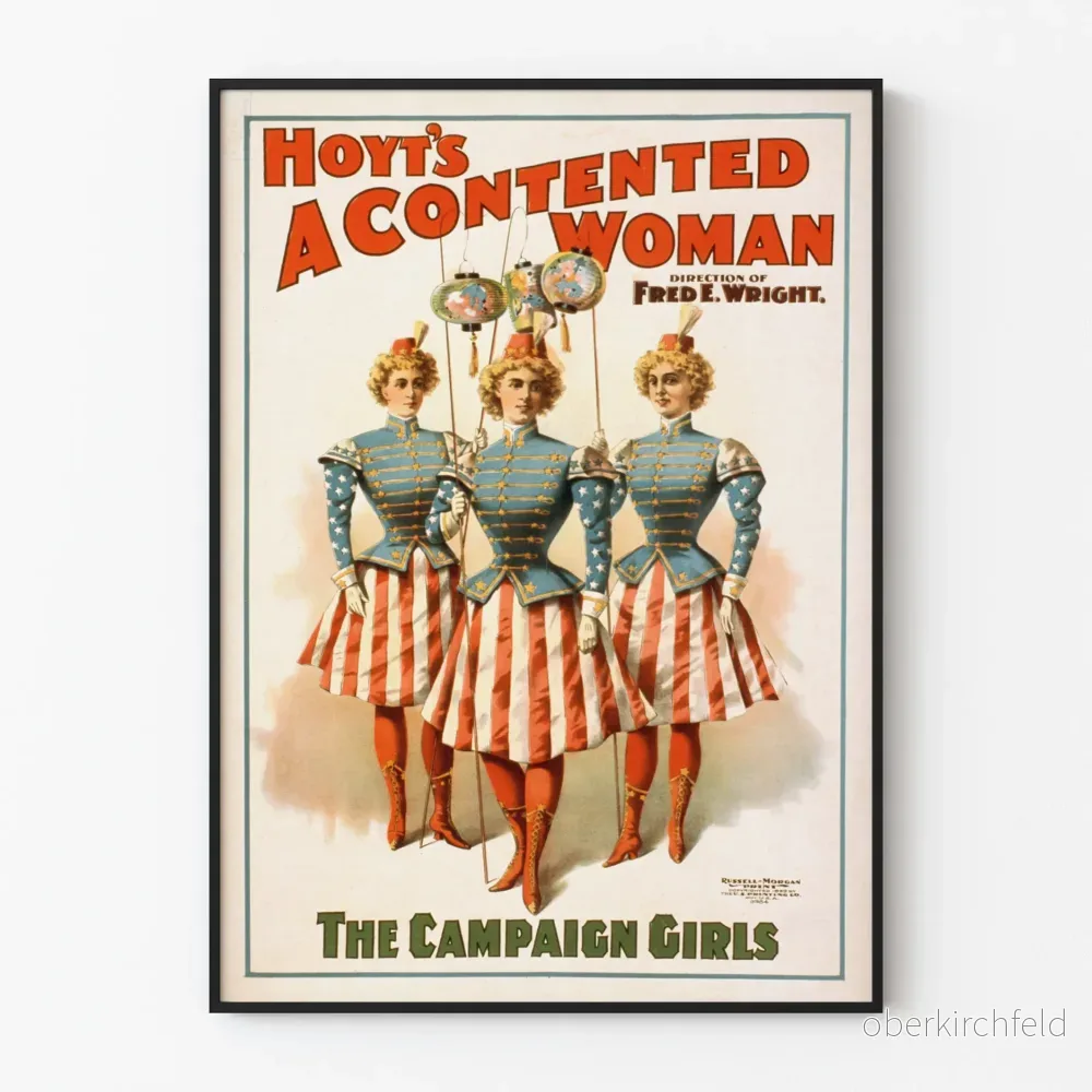 Vintageposter Hoyt's A Contented Woman - Retro patriotisk väggdekoration