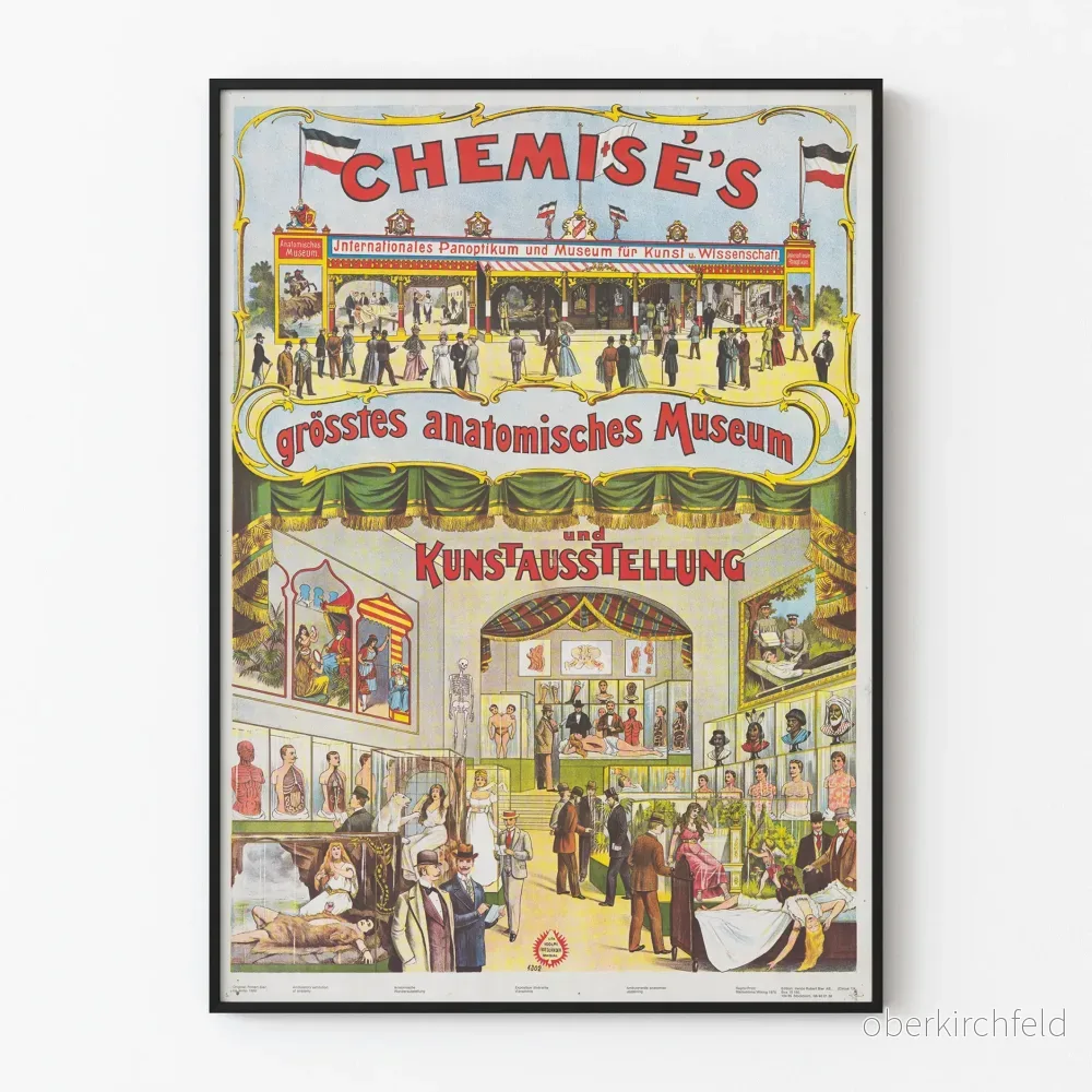 Vintageposter av anatomimuseum och konstutställning