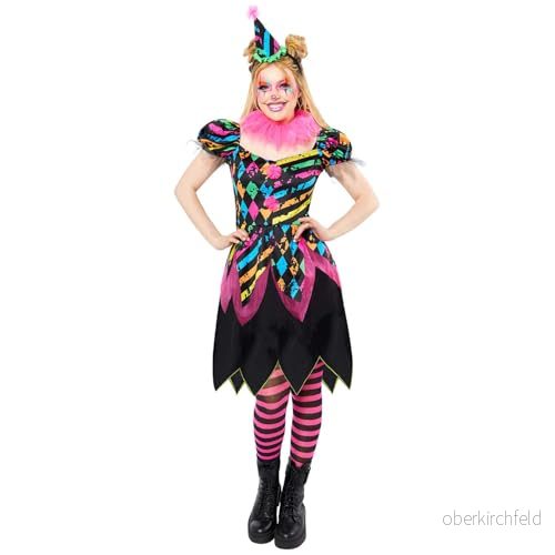 amscan 9917869 kvinnors halloween funhouse skräck clown maskeraddräkt, multi, storlek: 10 12 194099135764