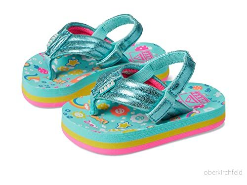Reef Girls Little Ahi Flip Flop, Kärlek regnbåge, 1 UK Child 195333884967