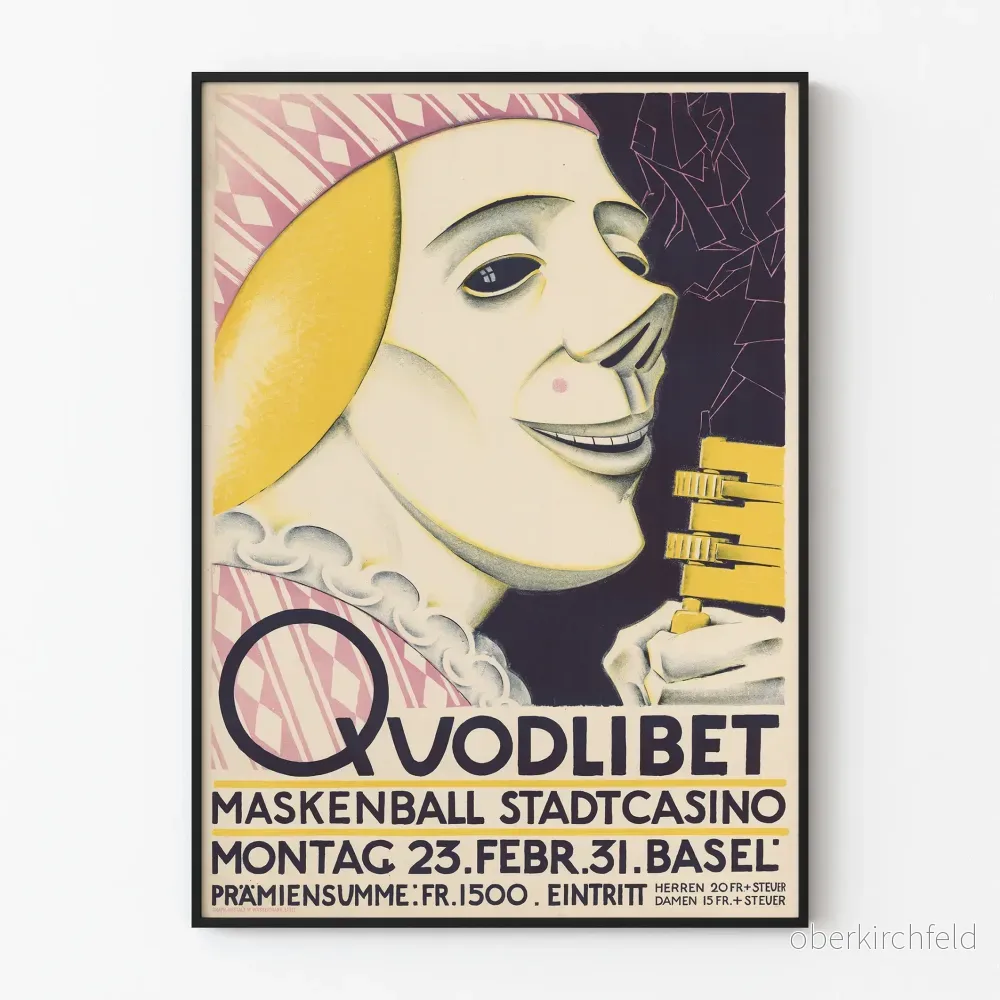 Vintageposter Quodlibet Maskenball Stadtcasino Basel 1931