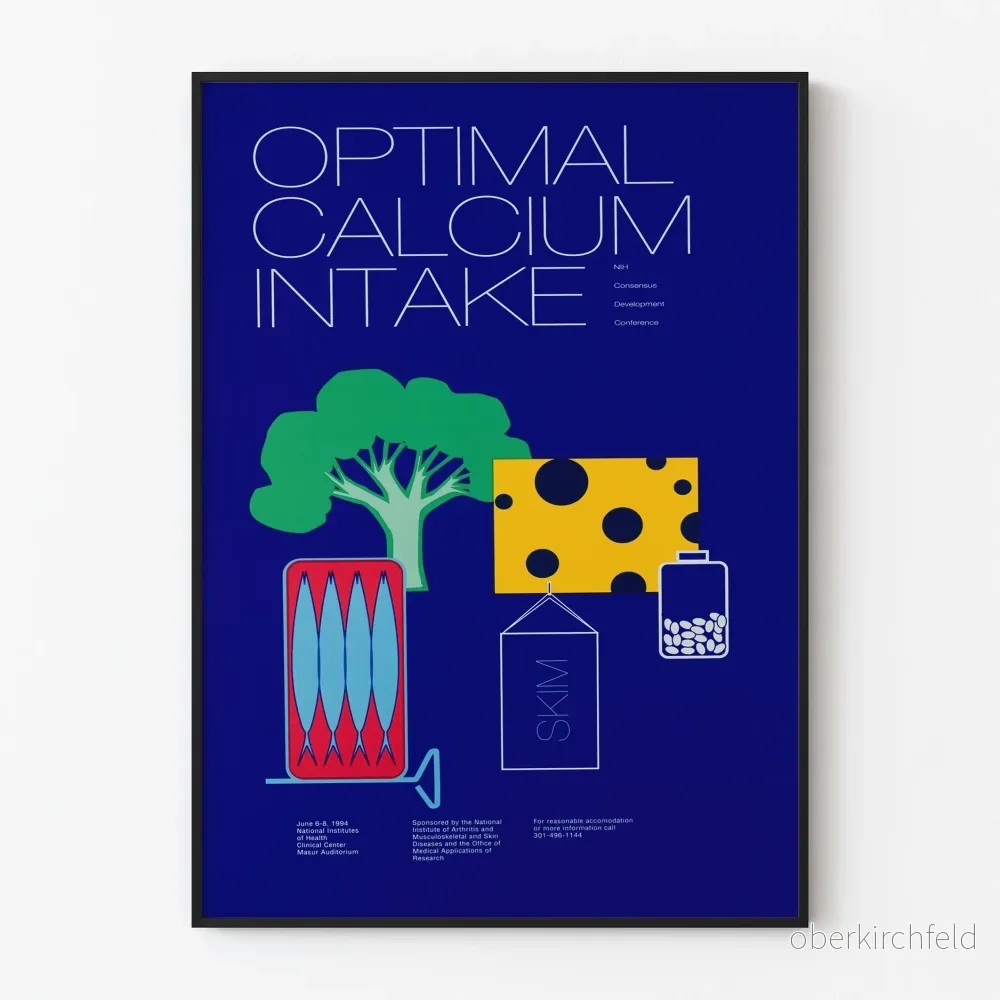 Väggdekorationsposter Optimal Calcium Intake – Vintage design för hälsa och näring
