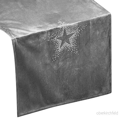 Eurofirany bordsduk bordslöpare bordsdekoration bordsband jul stenar, silver, 40 x 140 cm 5900811985174