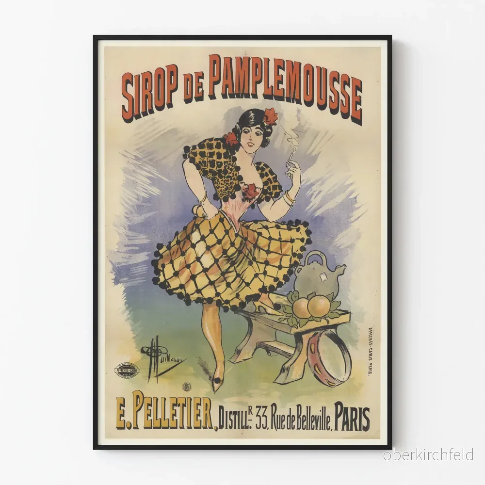 Vintageposter för Grapefrukt Sirap E. Pelletier Paris