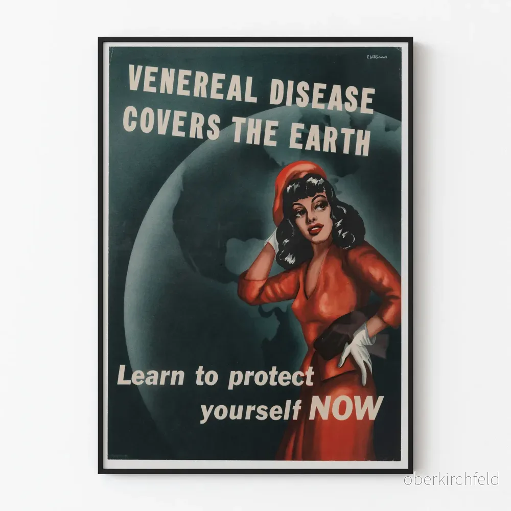 Vintageposter Venereal Disease Covers The Earth - Retro väggdekoration